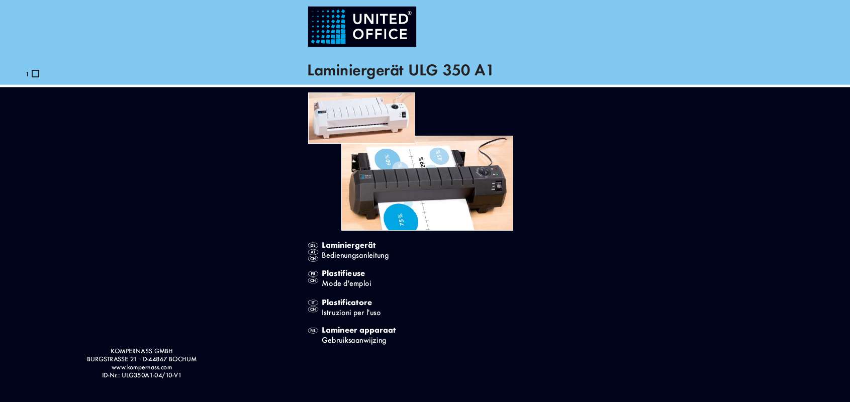 Guide utilisation  UNITED OFFICE ULG 350 A1  de la marque UNITED OFFICE