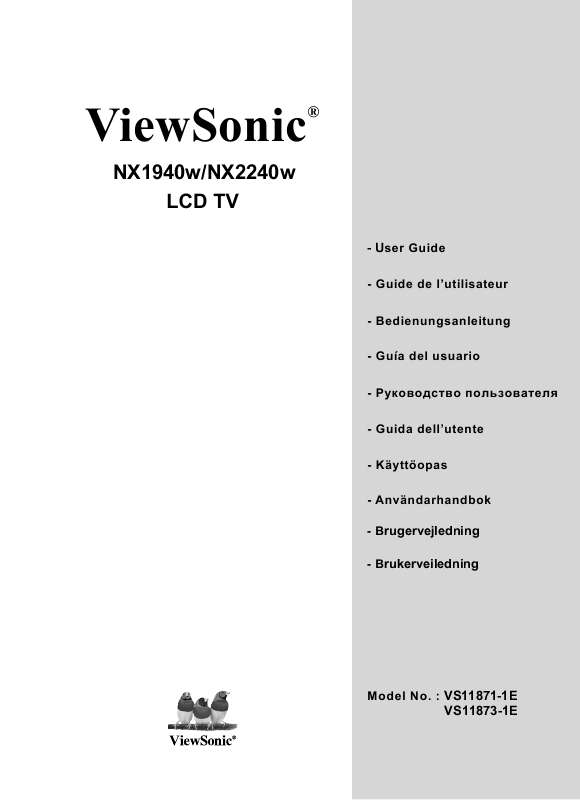 Guide utilisation  VIEWSONIC NX1940W  de la marque VIEWSONIC