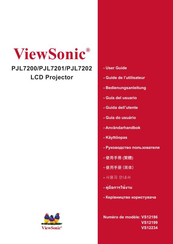 Guide utilisation VIEWSONIC PJL7200  de la marque VIEWSONIC
