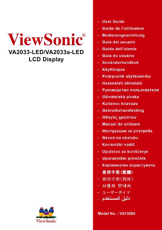 Guide utilisation VIEWSONIC VA2033-LED  de la marque VIEWSONIC