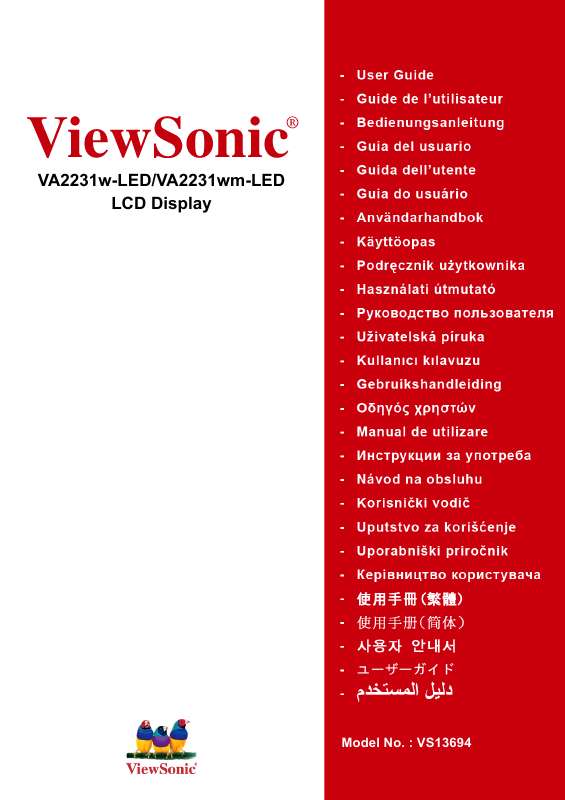 Guide utilisation VIEWSONIC VA2231W-LED  de la marque VIEWSONIC