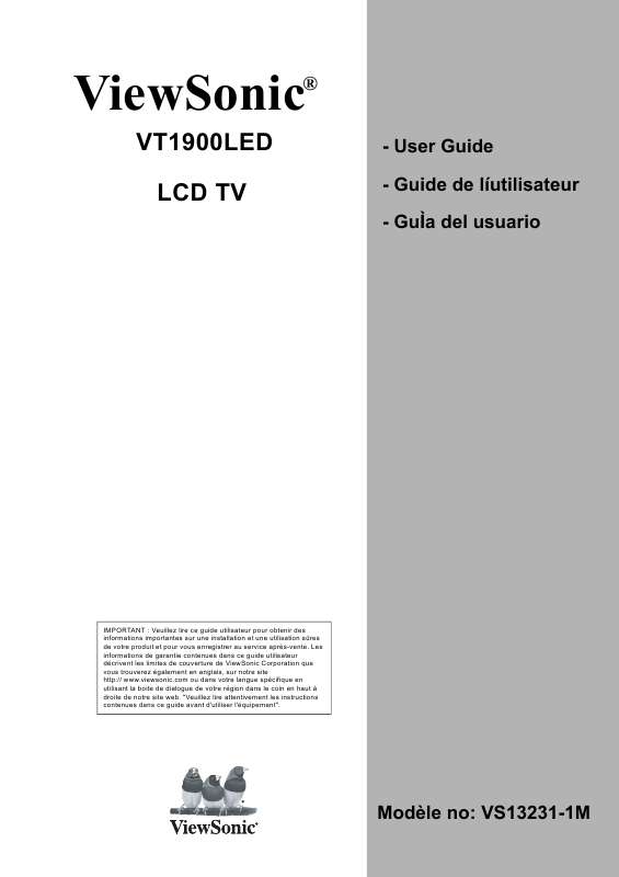 Guide utilisation VIEWSONIC VT1900LED  de la marque VIEWSONIC
