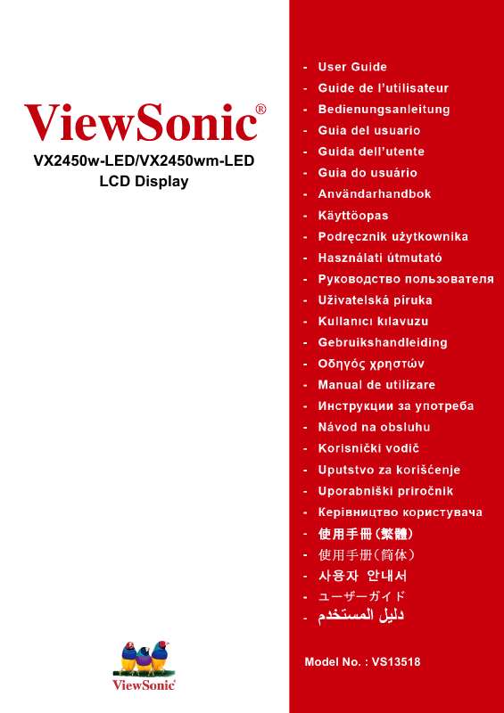 Guide utilisation VIEWSONIC VX2450WM-LED  de la marque VIEWSONIC