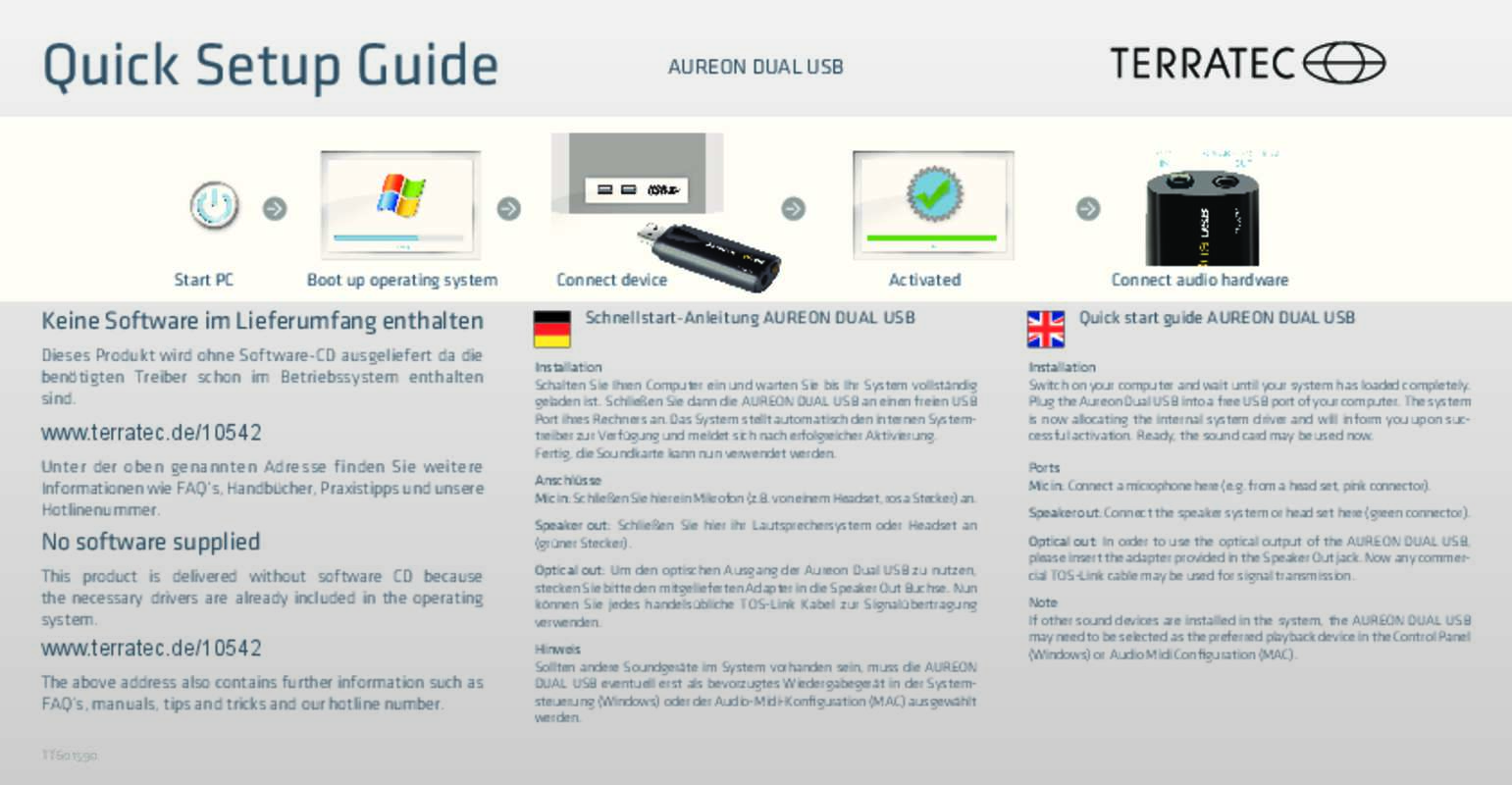 Guide utilisation TERRATEC AUREON DUAL USB  de la marque TERRATEC