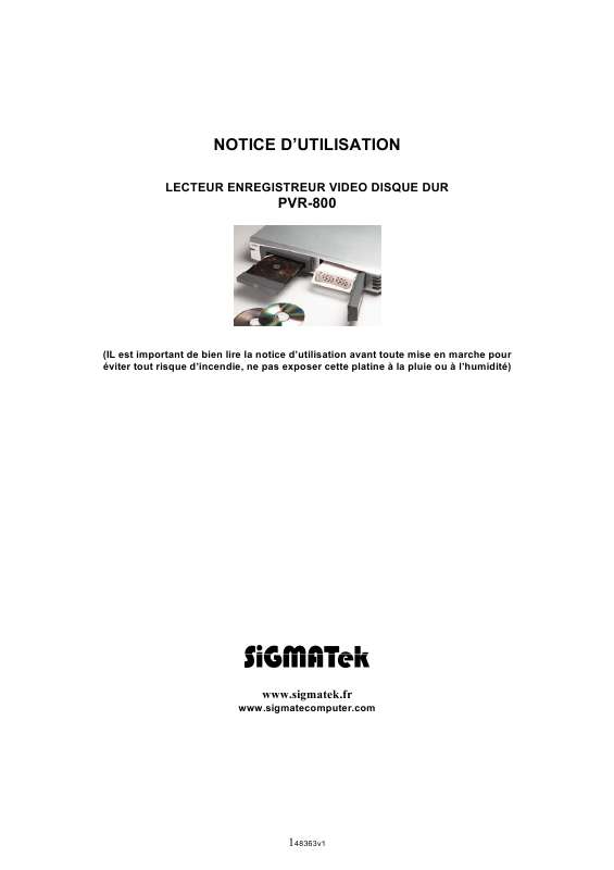 Guide utilisation  SIGMATEK PVR-800  de la marque SIGMATEK