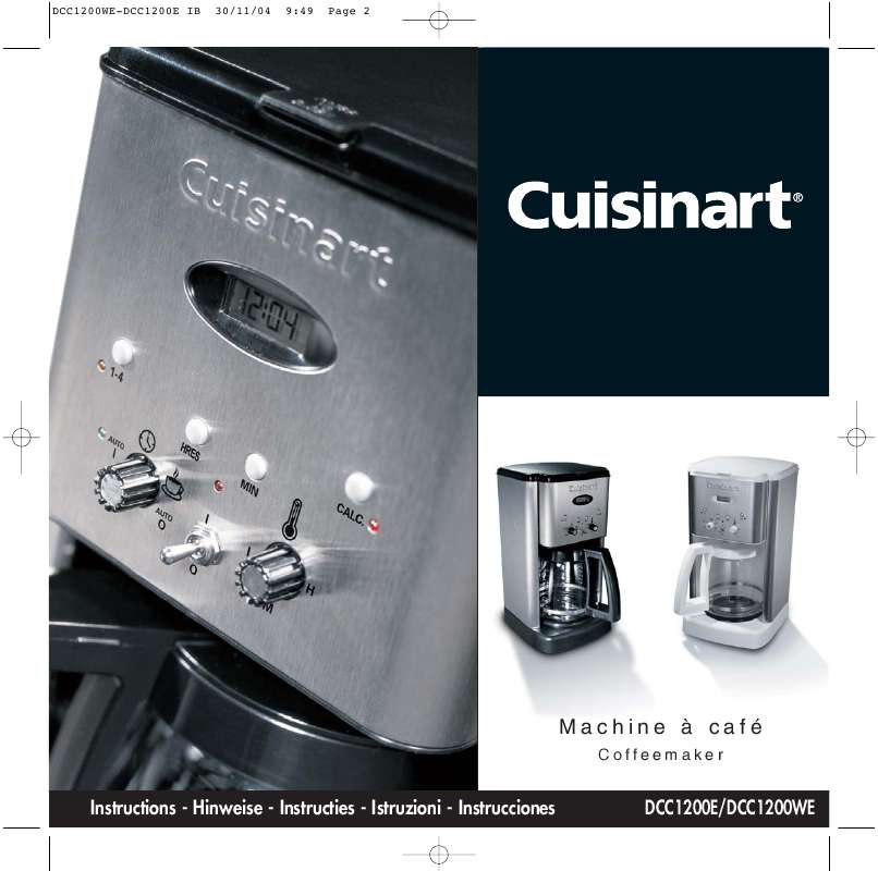 Guide utilisation  CUISINART DCC1200WE  de la marque CUISINART