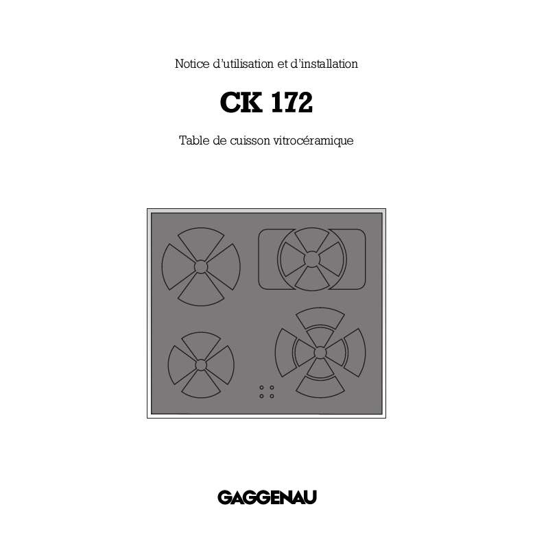 Guide utilisation  GAGGENAU CK172114  de la marque GAGGENAU
