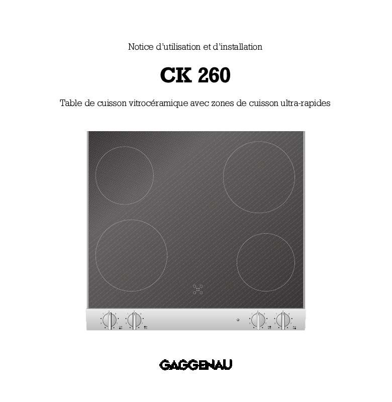 Guide utilisation  GAGGENAU CK260204  de la marque GAGGENAU