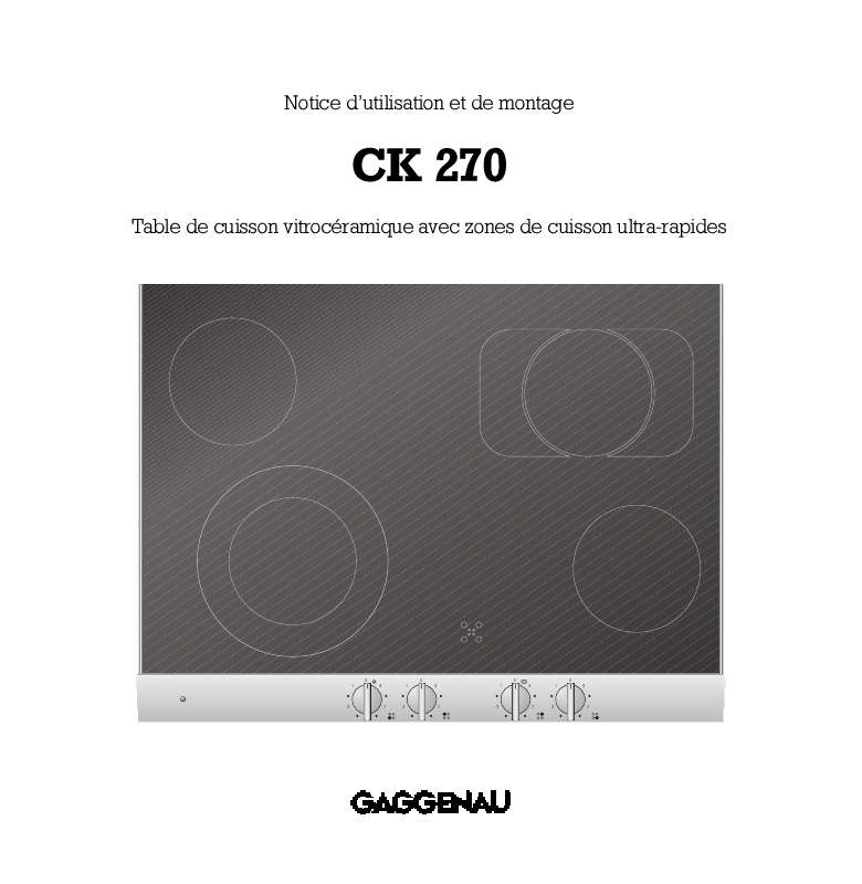 Guide utilisation  GAGGENAU CK270104  de la marque GAGGENAU