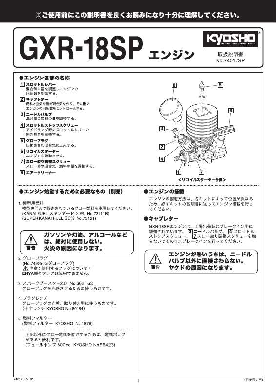 Guide utilisation  KYOSHO GXR-18SP  de la marque KYOSHO