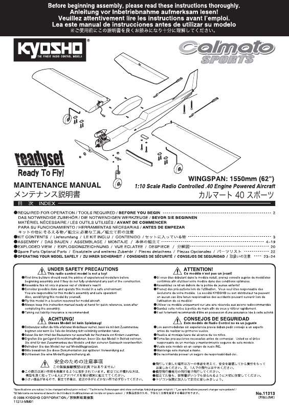 Guide utilisation  KYOSHO CALMATO 40 SPORTS RTF  de la marque KYOSHO