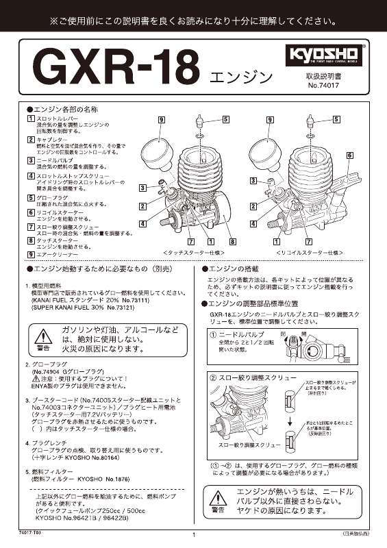 Guide utilisation  KYOSHO GXR-18  de la marque KYOSHO
