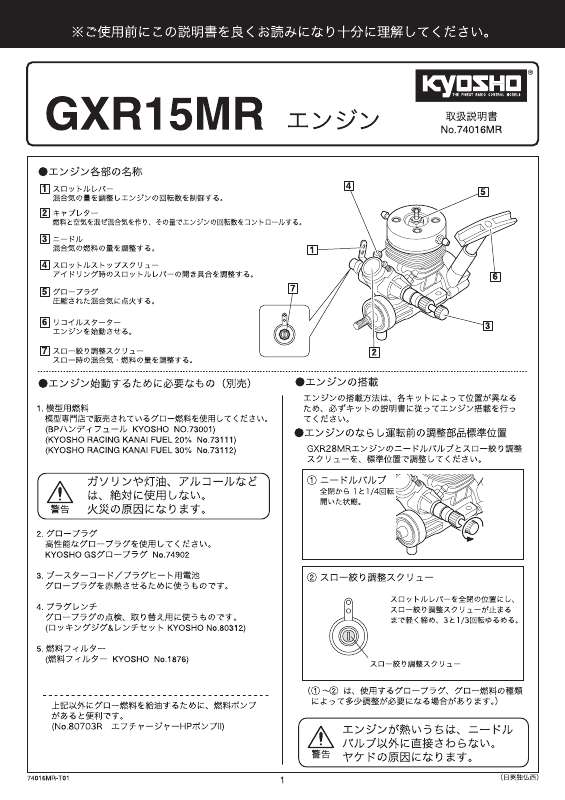 Guide utilisation  KYOSHO GXR15MR  de la marque KYOSHO