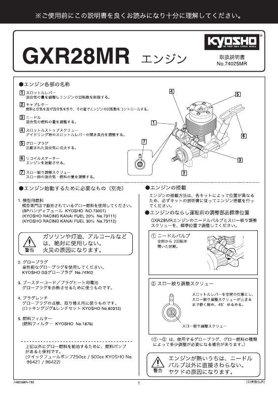 Guide utilisation  KYOSHO GXR28MR  de la marque KYOSHO