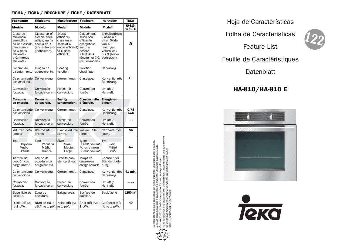Guide utilisation TEKA HA-810 E de la marque TEKA