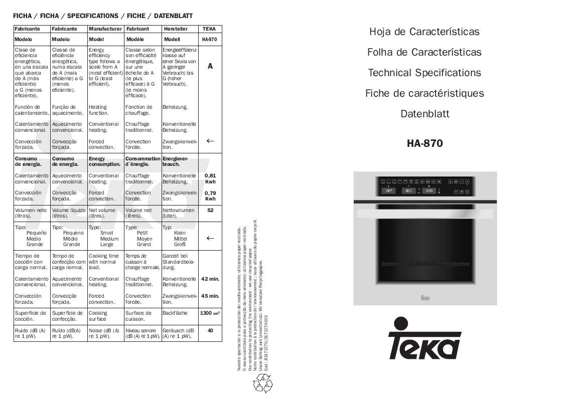 Guide utilisation TEKA HA-870 de la marque TEKA