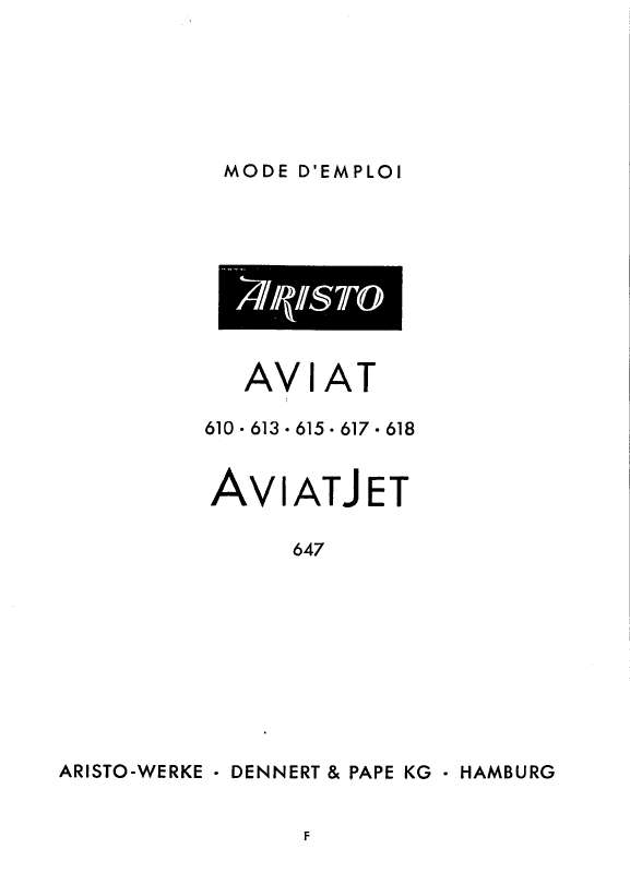 Guide utilisation  ARISTO AVIAT 613  de la marque ARISTO