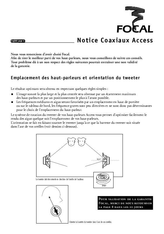 Guide utilisation FOCAL COAXIAUX ACCESS  de la marque FOCAL