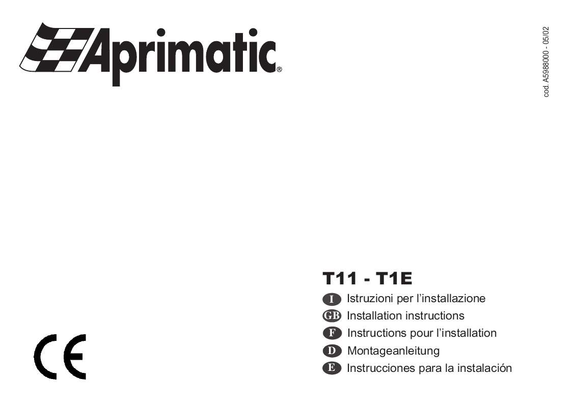 Guide utilisation  APRIMATIC T1E  de la marque APRIMATIC