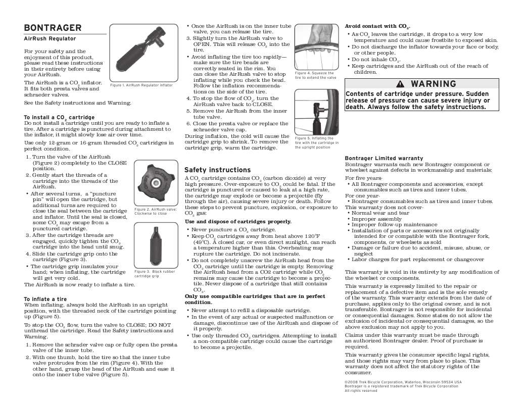 Guide utilisation  BONTRAGER AIR RUSH REGULATOR  de la marque BONTRAGER