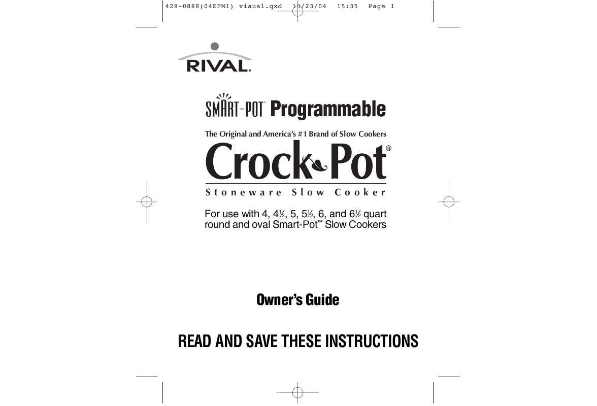 Guide utilisation  CROCK POT SMART POT  de la marque CROCK POT