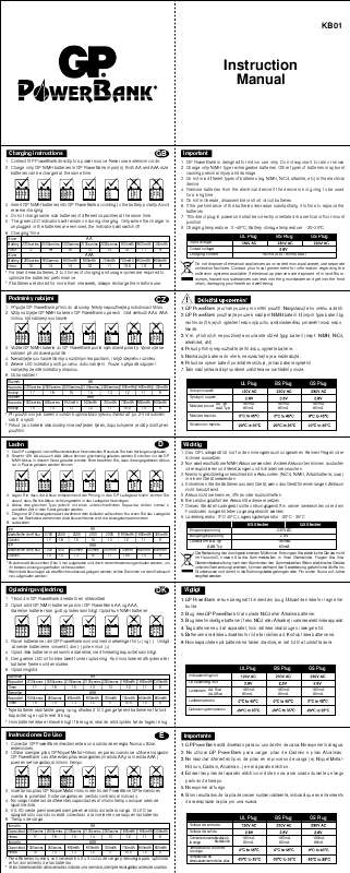 Guide utilisation GP BATTERIES KB01  de la marque GP BATTERIES