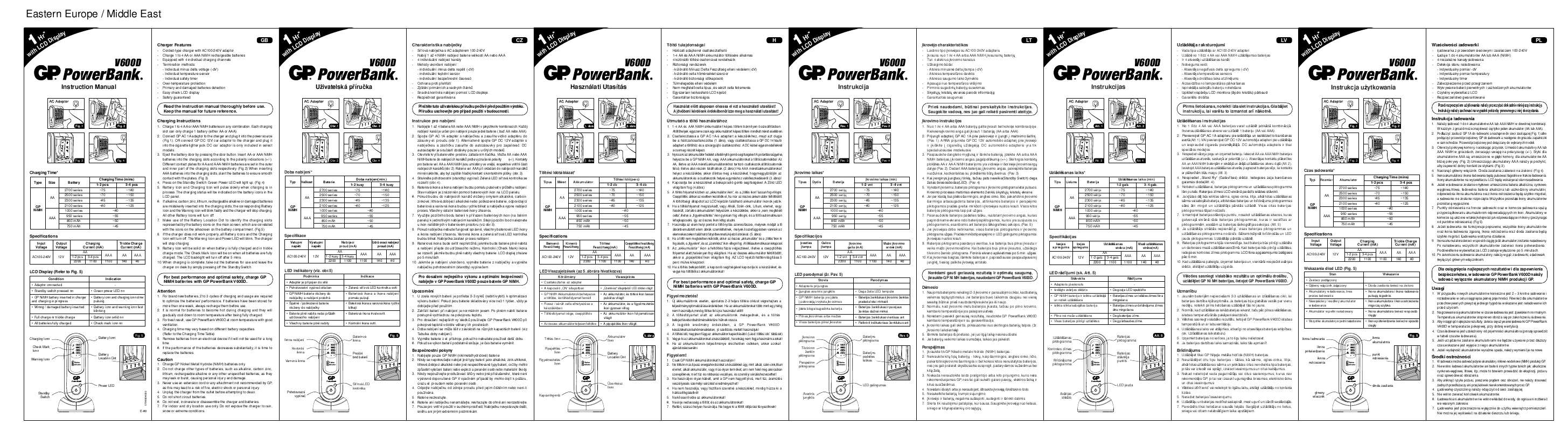 Guide utilisation GP BATTERIES PB60  de la marque GP BATTERIES