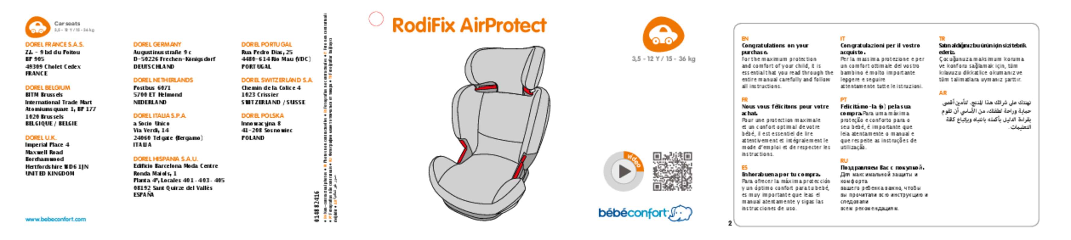 Guide utilisation BEBECONFORT RODIFIX AIR PROTECT  de la marque BEBECONFORT