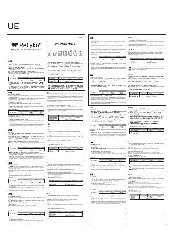 Guide utilisation GP BATTERIES RECYKO+ AR01  de la marque GP BATTERIES