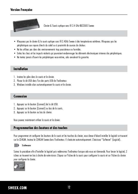 Guide utilisation SWEEX KB220US  de la marque SWEEX