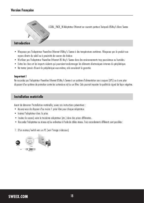 Guide utilisation SWEEX LC086_PACK_W  de la marque SWEEX