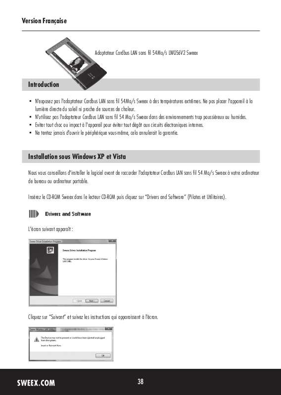 Guide utilisation SWEEX LW056V2  de la marque SWEEX