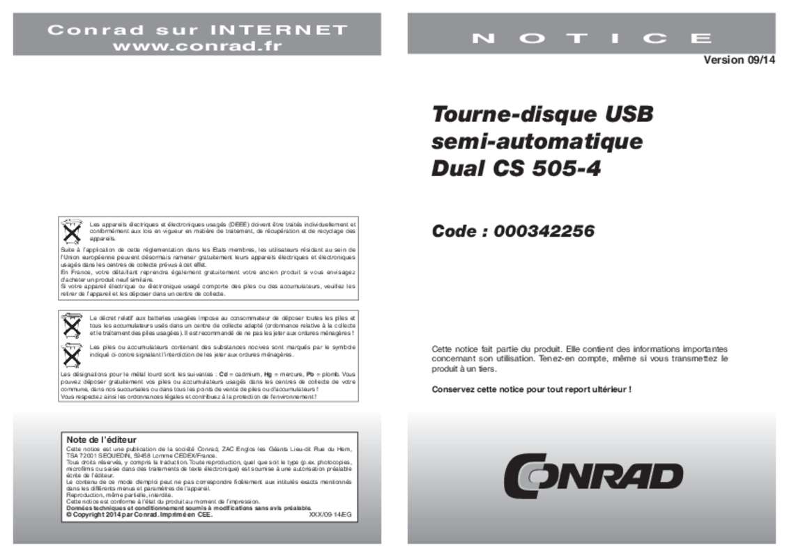 Guide utilisation DUAL CS-505-4  de la marque DUAL