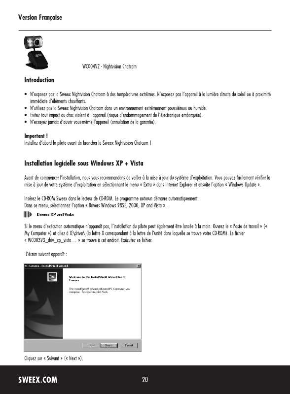 Guide utilisation SWEEX WC004V3  de la marque SWEEX