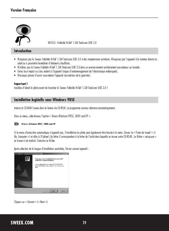 Guide utilisation SWEEX WC053  de la marque SWEEX