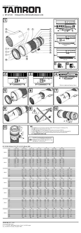 Guide utilisation  TAMRON SP AF 200-500MM F 5-6.3 DI LD  de la marque TAMRON