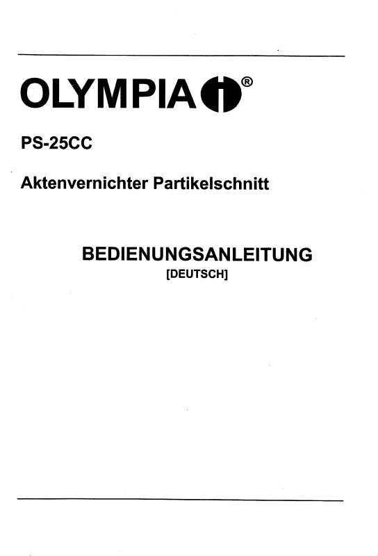 Guide utilisation  OLYMPIA PS-25CC  de la marque OLYMPIA