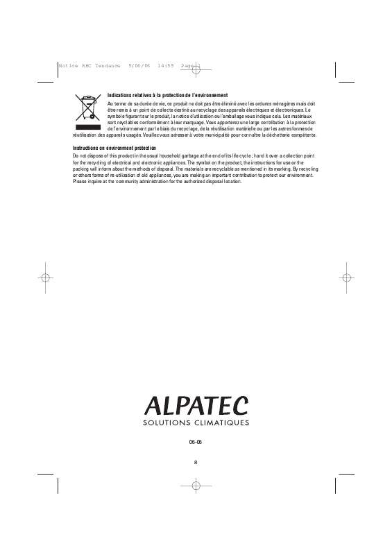 Guide utilisation ALPATEC RHC TENDANCE  de la marque ALPATEC