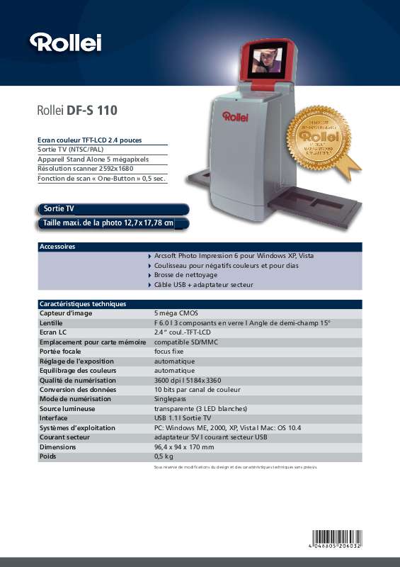 Guide utilisation  ROLLEI DF-S 110  de la marque ROLLEI