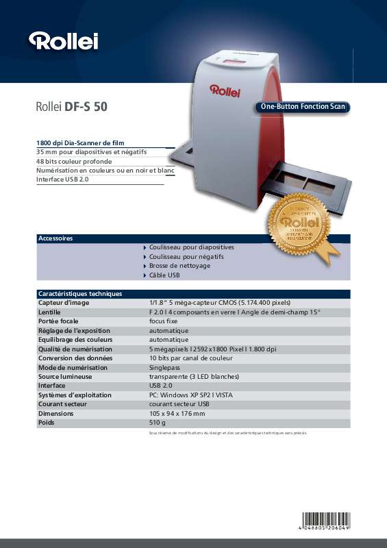 Scanner pour diapositives ROLLEI DF-S310 SE