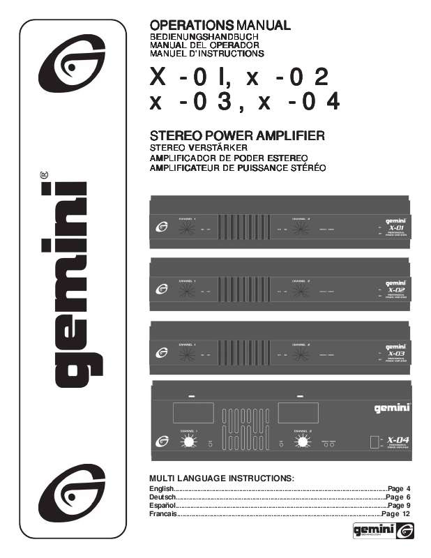 Guide utilisation  GEMINI X-01  de la marque GEMINI