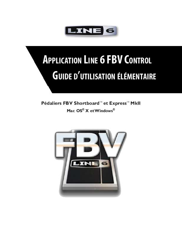 Guide utilisation LINE 6 FBV CONTROL APPLICATION  de la marque LINE 6