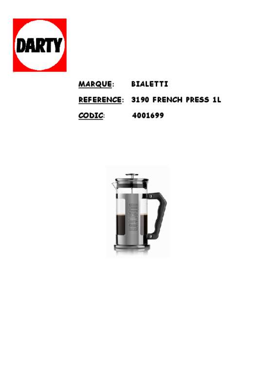 Guide utilisation BIALETTI PRESS 3190 ET 3210 de la marque BIALETTI