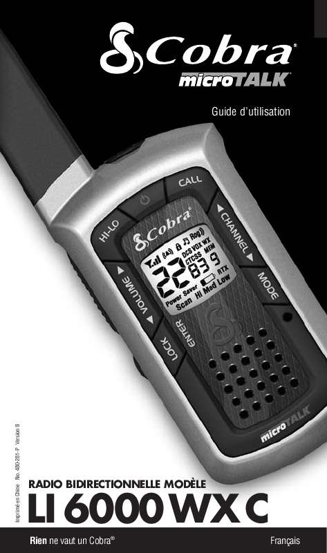 Guide utilisation COBRA LI 6000-2 WXC  de la marque COBRA