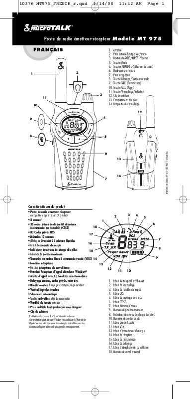 Guide utilisation COBRA MICROTALK MT 975  de la marque COBRA