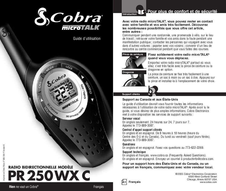 Guide utilisation COBRA PR 250-2 WX VP C  de la marque COBRA