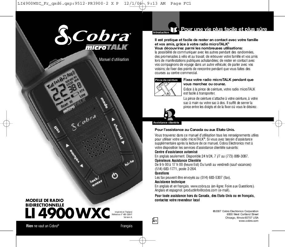 Guide utilisation COBRA LI 4900 WXC  de la marque COBRA