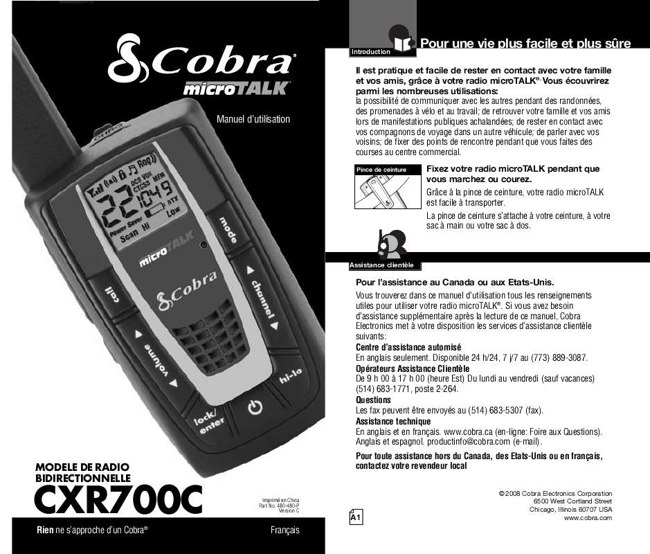 Guide utilisation COBRA CXR700C  de la marque COBRA
