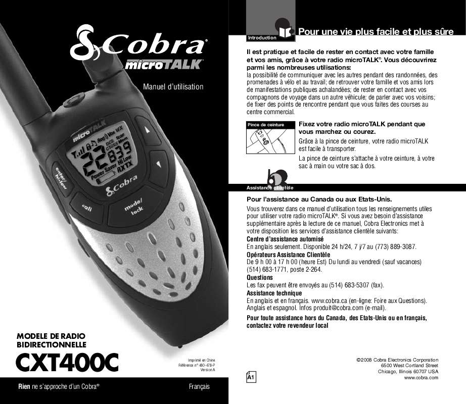 Guide utilisation COBRA CXT400C  de la marque COBRA