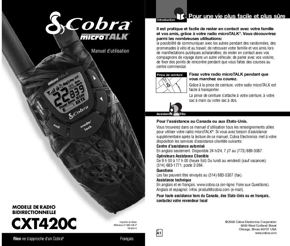 Guide utilisation COBRA CXT420C  de la marque COBRA